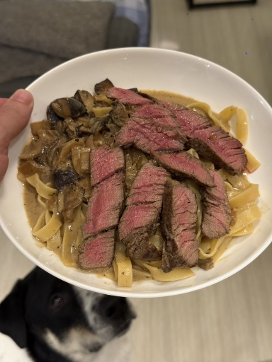 steak and mushroom pasta