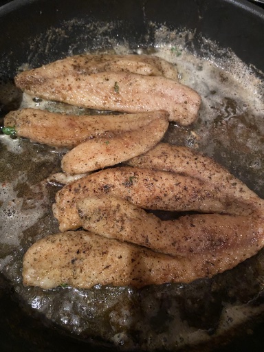 pan-fried fish with zucchini and mashed potatoes
