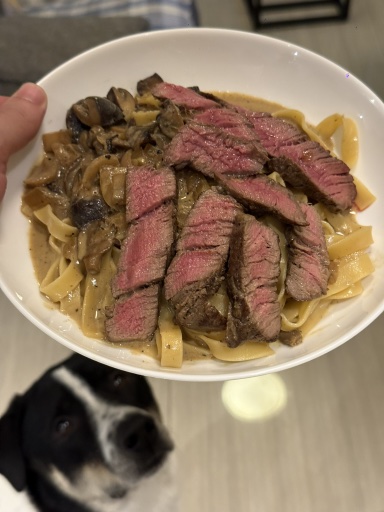 steak and mushroom pasta