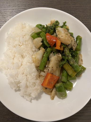 asparagus stir-fry with rice
