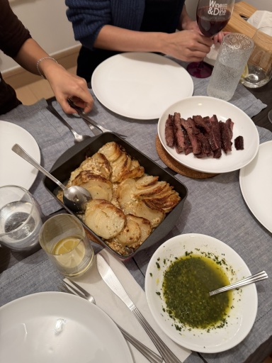 grilled steak with potatoes
