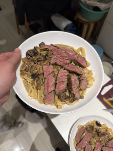 steak and mushroom pasta