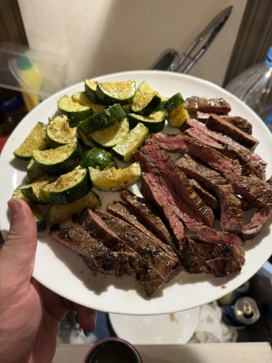 steak with zucchini