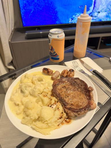 steak and mashed potatoes
