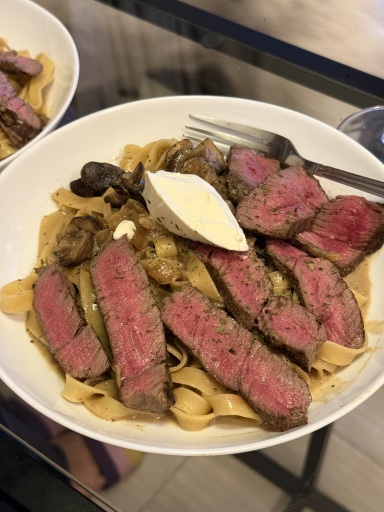 steak and mushroom pasta