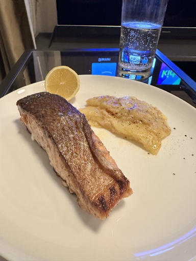 seared salmon with potato gratin