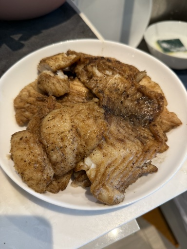 pan-fried fish with roasted broccoli