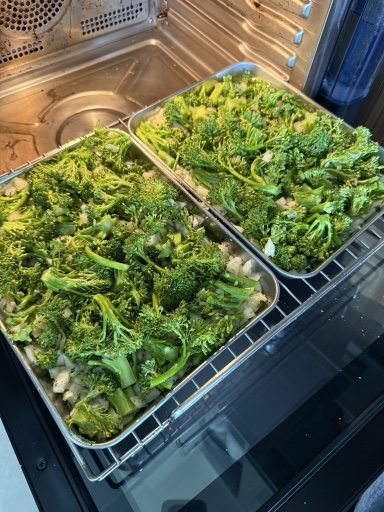 pan-fried fish with roasted broccoli