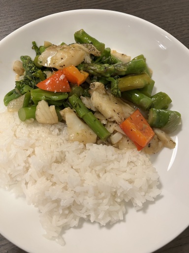 asparagus stir-fry with rice