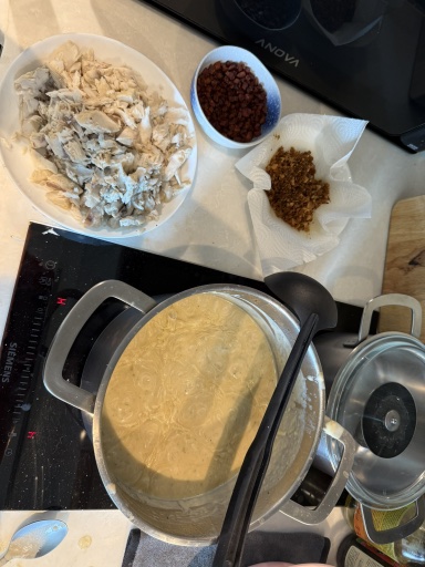 creamy chicken and chorizo polenta