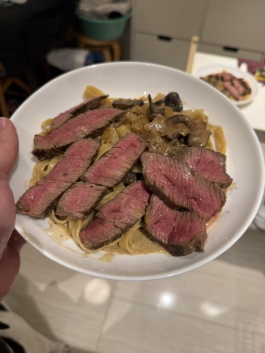 steak and mushroom pasta