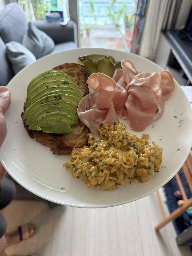 avocado toast with eggs and ham
