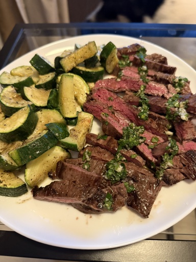 steak with zucchini