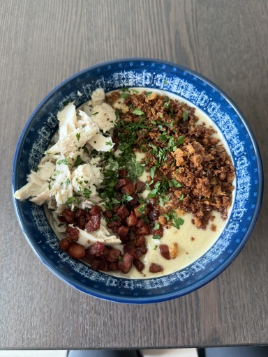 creamy chicken and chorizo polenta