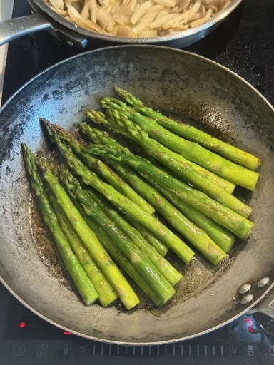 sautéed asparagus and mushrooms
