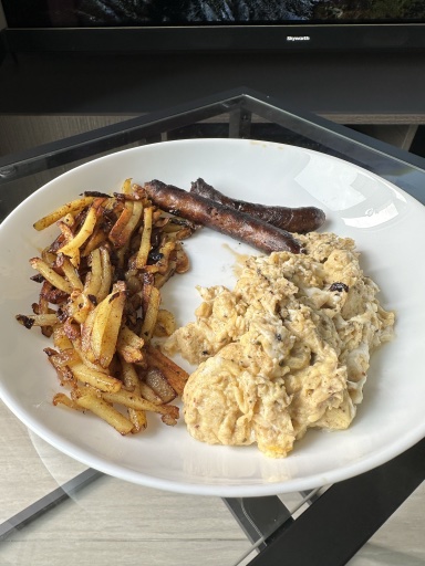 sausage eggs and fries