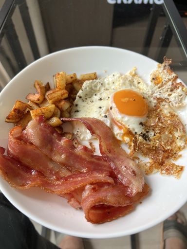 bacon, eggs, and home fries