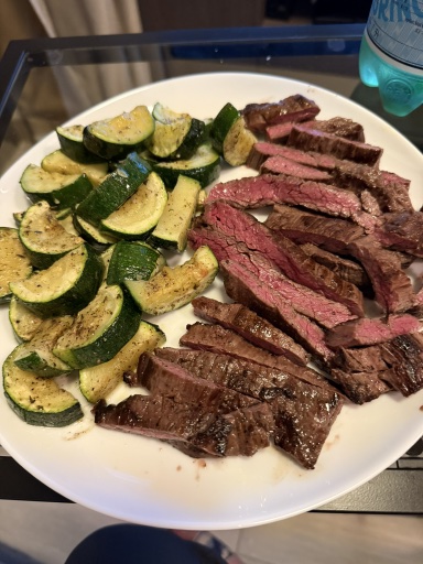 steak with zucchini
