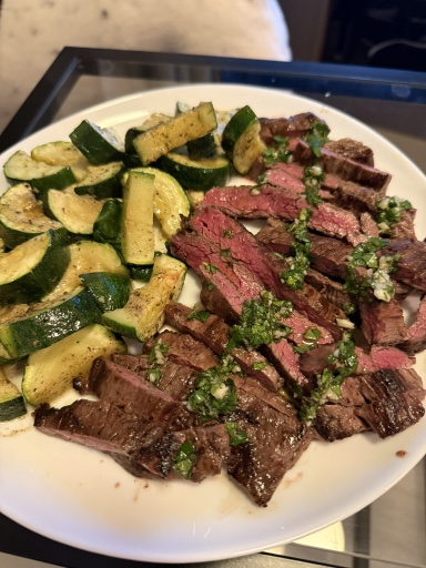 steak with zucchini