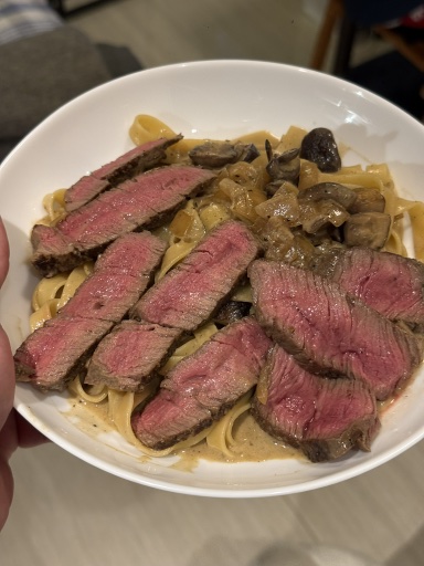 steak and mushroom pasta