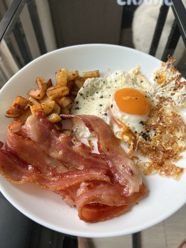 bacon, eggs, and home fries