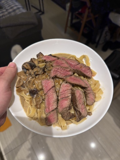 steak and mushroom pasta